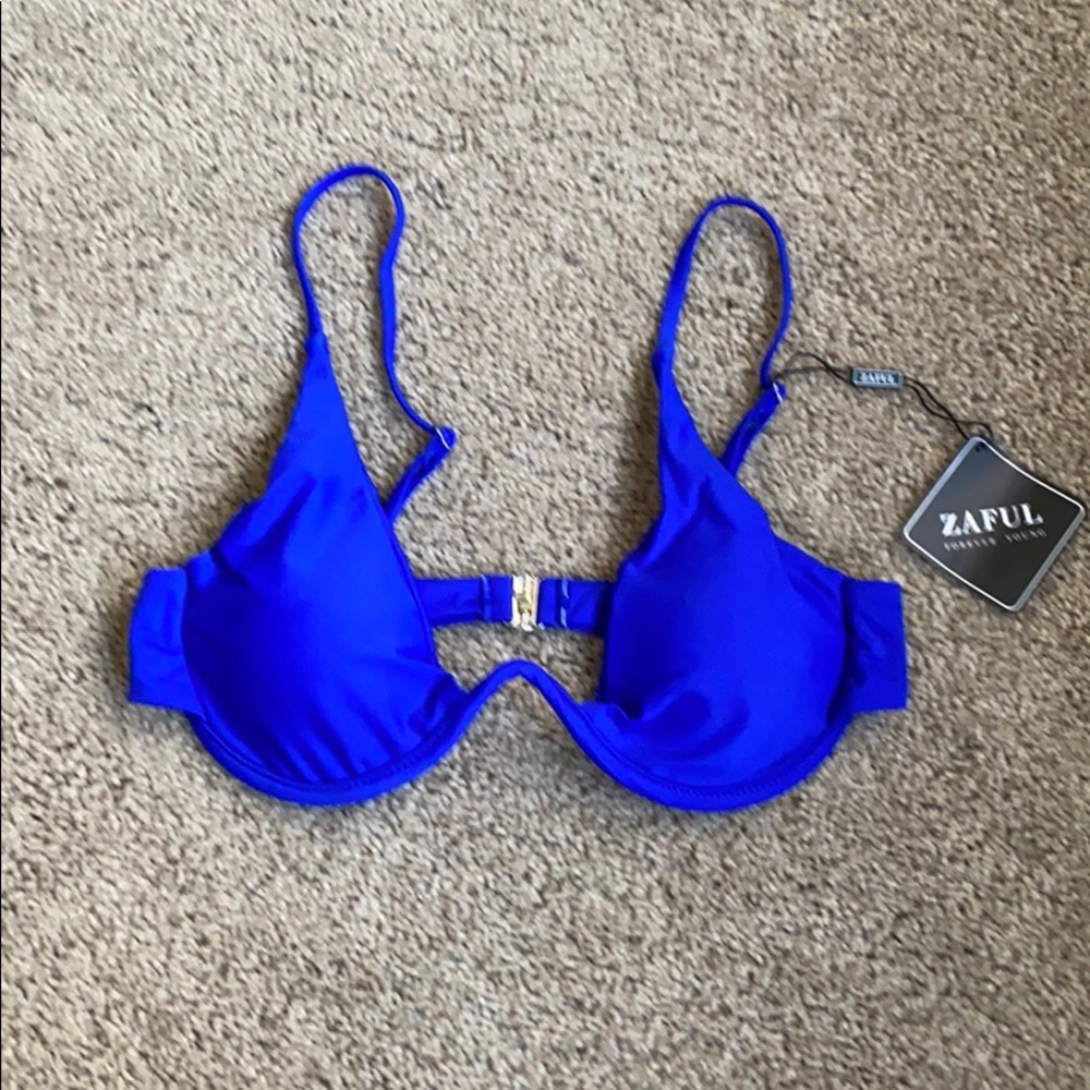 Zaful - New- Small - Bright blue bikini v-neck top